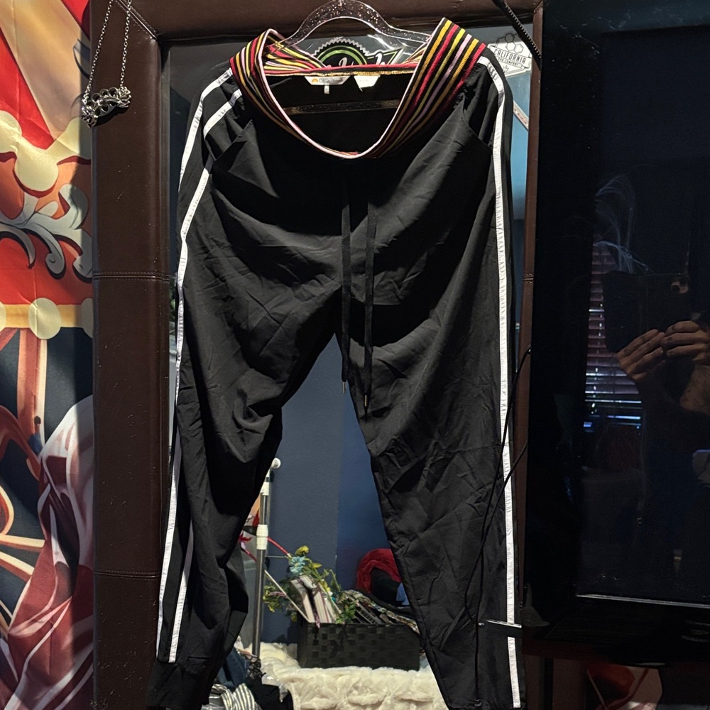 C&C California Black Joggers with Striped Waistband